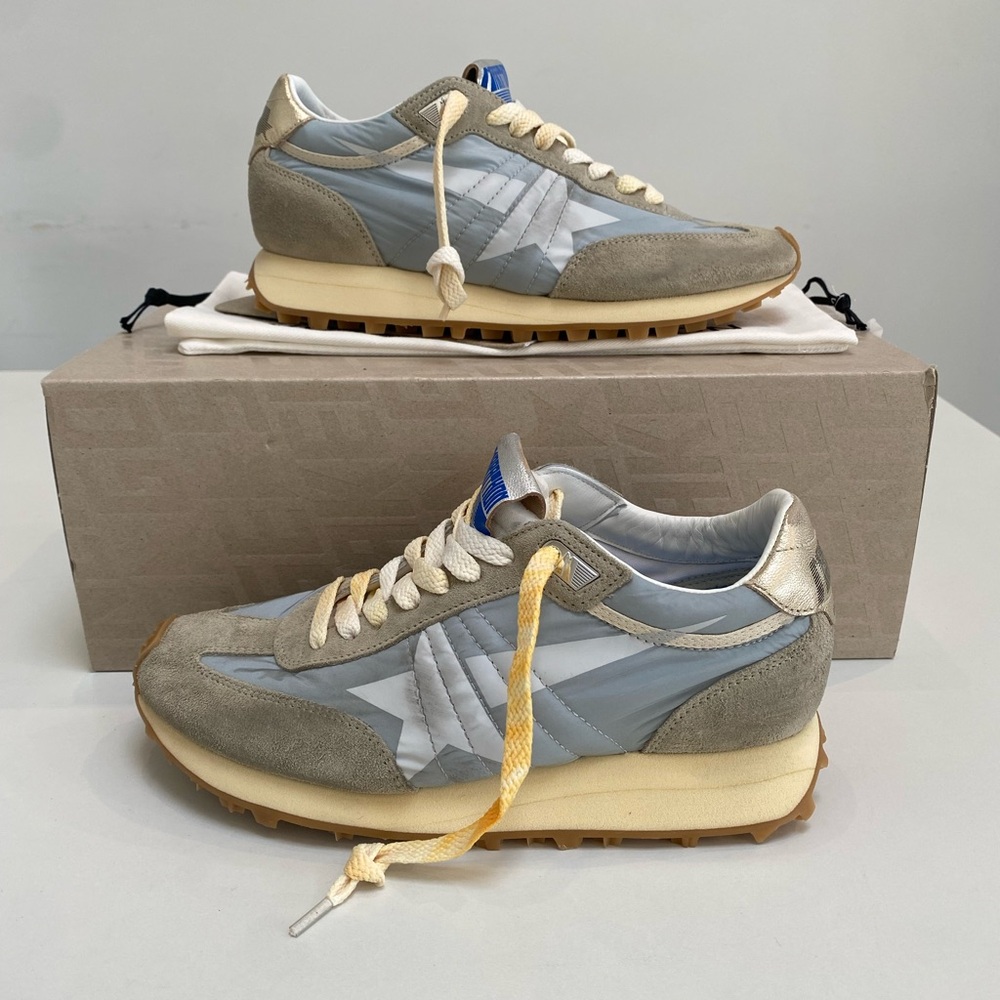 Golden Goose Marathon Sneaker in Light Blue/Gray Suede/Silver sz 37 New in Box - Picture 4 of 12